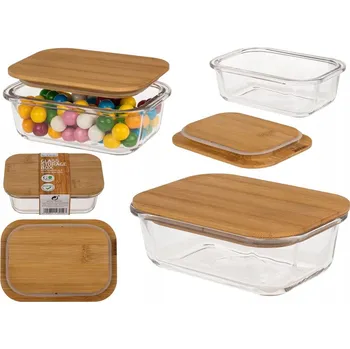 Dóza na potraviny Skleněná dóza s bambusovým víkem na potraviny do kuchyně