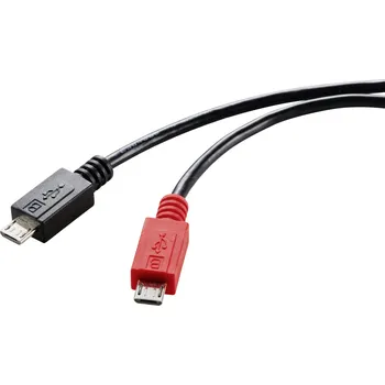 Prodlužovací kabel Renkforce USB kabel USB 2.0 USB Micro-B zástrčka, USB Micro-B zástrčka 0.30 m černá s funkcí OTG RF-5771772