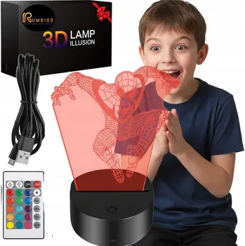 Lampička 3D LED Noční Lampa Spider-Man Dárek pro dítě lampa s RGB USB dálkovým ovládáním