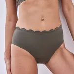 Plavkové jednobarevné kalhotky maxi Gaona s vlnkovaným zakončením khaki 46