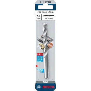 Vrták Bosch Vrták do kovu PRO Metal HSS-G, 7,8 × 75 × 117 mm Professional (2608577655)