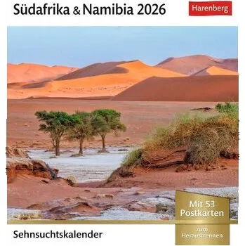 Cestování Südafrika & Namibia Sehnsuchtskalender 2026 - Wochenkalender mit 53 Postkarten - Layda, Siegfried
