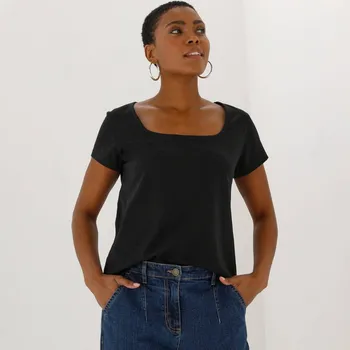 Tričko se čvercovým výstřihem černá 52