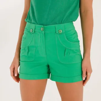 Dámské kraťasy Strečové šortky s ohrnutím zelená 52