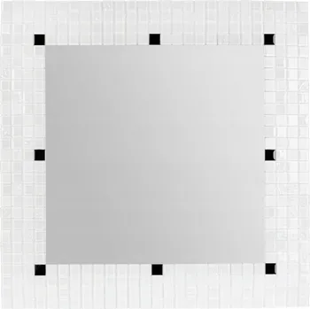 Zrcadlo Zrcadlo bílé čtvercové nástěnné mozaika bílý rám glamour spa 100x100 cm