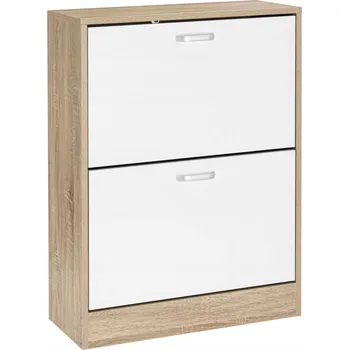 Botník Botník bílá/dub sonoma, 2-dveřová, výklopná, 60x82x24 cm