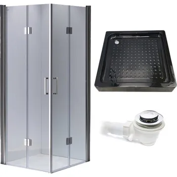 BPS-koupelny Čtvercový sprchový kout HYD-SK1290B 90x90 chrom/transparent + vanička HYD-SSV-SXL02B černá