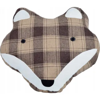 Polštář POLŠTÁŘ LIŠKA LIŠKOU S KOSTKOVANÝM VZOREM, VELKÝ 40 CM