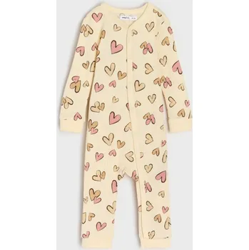 Oblečení a móda Sinsay - Bavlněný kojenecký overal - krémová - 507GK-01X - 507GK-01X-56