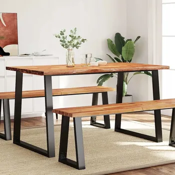 Jídelní stůl Stůl s přírodní hranou, 140x80x75 cm, masivní akáciové dřevo