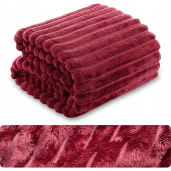 Přehoz na lůžko DEKA přehoz na postel s proužky reliéfní prošívaná deka na pohovku 200x220 ČERVENÁ NUVIO