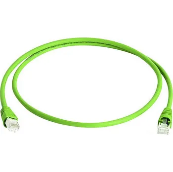 Datový kabel Telegärtner 100008644 RJ45 síťové kabely, propojovací kabely CAT 6A S/FTP 5.00 m zelená samozhášecí, s ochranou, párové stínění, dvoužilový stíněný, bez