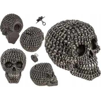 Pokladnička Pokladnička Lebka s mini lebkami Gotická dekorace a Bezpečné