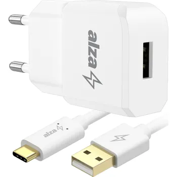 Mobilní telefon AlzaPower Smart Charger 2.1A bílá + Core USB-C 2.0 1m bílý APW-CC110-CBTC2210W