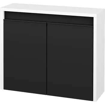 Koupelnový nábytek Dřevojas Nízká koupelnová skříňka VISIT SND2 60 - N01 Bílá lesk / Úchytka T33 - černá mat / N03 Graphite