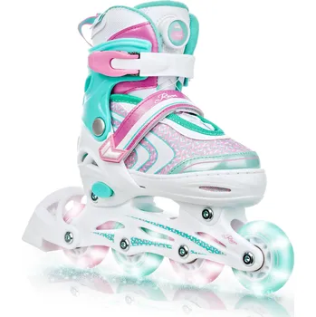 Kolečkové brusle RAVEN Kolečkové brusle Raven Lia PLUS, svítící kolečka 27/30 BÍLÁ|RŮŽOVÁ|ZELENÁ
