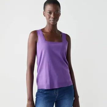 Úpletový top se čtvercovým výstřihem lila 42/44