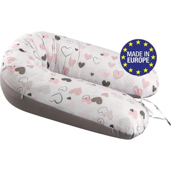 Bomimi ADOS kojící polštář 150x30, SRDÍČKA růžová/šedá