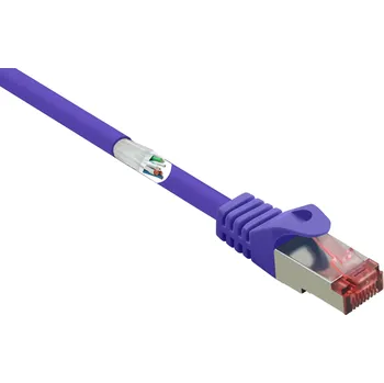 Datový kabel Renkforce RF-4724922 RJ45 síťové kabely, propojovací kabely CAT 6 S/FTP 3.00 m fialová s ochranou, pozlacené kontakty, samozhášecí 1 ks