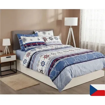 Povlečení Bavlněné povlečení Námořník bílé 140 x 220, 70 x 90 cm knoflíky