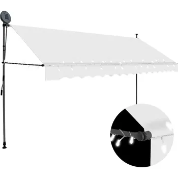Markýza Ručně navíjecí markýza s LED, 350 cm, krémová