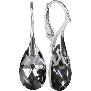 Náušnice Levien Tajemné náušnice s krystaly Pear Silver Night + 2 měsíce na vrácení zboží