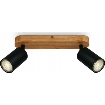STROPNÍ SVÍTIDLO - LUSTR - ČERNÉ - DŘEVĚNÉ - 2xGU10 - LOFT - VINTAGE