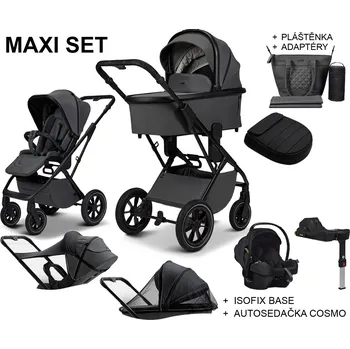 Kočárek Kočárek MOON PIÚ MAXI SET 2025, anthra - black matt