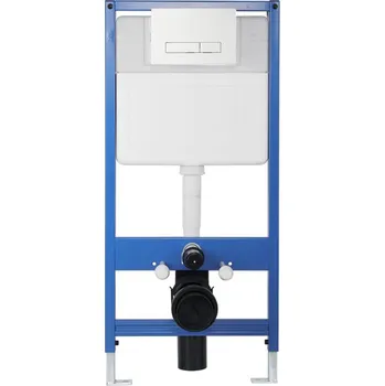 WC sada CERANO - Podomítkový WC set, modul, WC tlačítko Slim, podložka, bílé - předstěnová instalace/sádrokarton