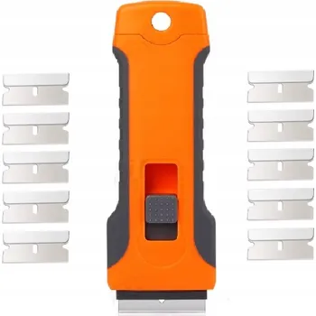Pracovní nůž Škrabka na okna a nálepky s úložným prostorem na čepele + 5 ks náhradních čepelí