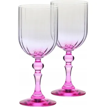 Sklenice Stínované skleničky KROSNO na víno BUBBLE s růžovou nožkou 300 ml