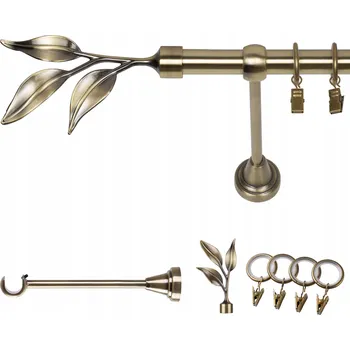 Garnýž GARNÝŽ KOVOVÁ JEDNOŘADÁ 360 CM 19 MM ZLATÁ ANTIK BAVARO, KROUŽKY SE ŽABKAMI