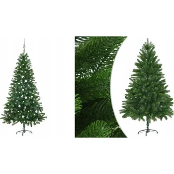 Vánoční stromek Umělý vánoční stromek s osvětlením a ozdobami, 180 cm, zelený