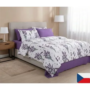 Povlečení Bavlněné povlečení Provance fialové 140 x 220 cm, 70 x 90 cm knoflíky