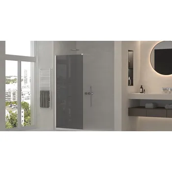 Erga Paris, sprchová zástěna Walk-In 150x200 cm, 8mm šedé sklo, bílý matný profil, ERG-V02-PARIS-150x200-GR-WH