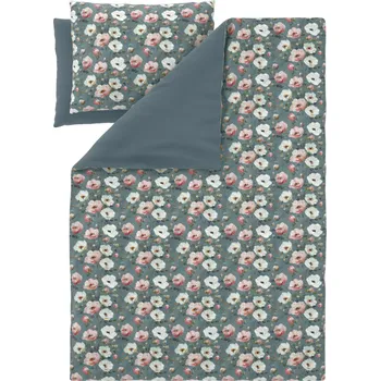 Povlečení LIVARNO® Saténové ložní povlečení, 200 x 220 cm, 70 x 90 cm (květiny/zelená)