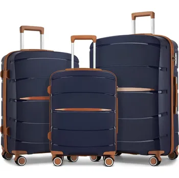 Sada tří cestovních PP kufrů Kono - 38/61/91 L - navy