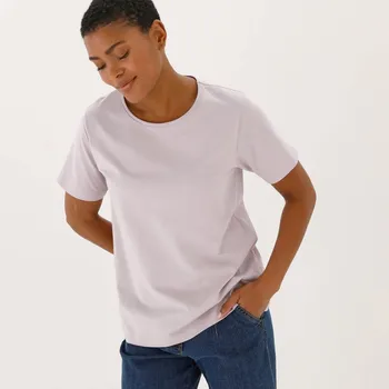 Jednobarevné tričko s krátkými rukávy lila 42/44