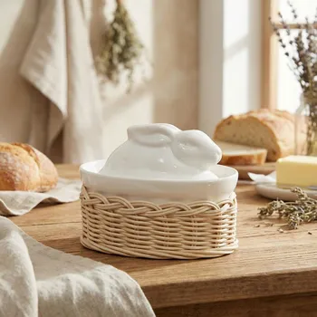 Nákupní košík LA PORCELLANA BIANCA Midollino 10 x 7 cm - proutěný košík / podložka pod tepelně odolnou nádobu na zapékání