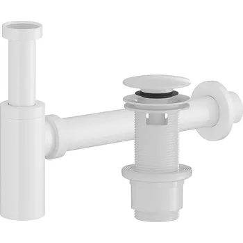 Sifon CERANO - Sifon umyvadlový - plast - DN40/300mm - s výpustí click-clack s přepadem - plast - 67/82mm - bílá lesklá