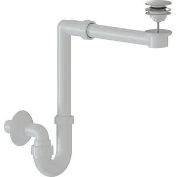 Umyvadlo CERANO - Sifon Umyvadlový/nábytkový, místošetřící /nízký - výpusť click-clack univerzální nerez - DN32/250-700 mm - bílá