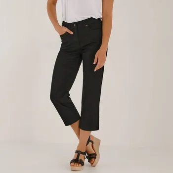 Dámská móda Rovné 7/8 jednobarevné kalhoty černá 44