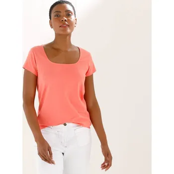 Tričko se čvercovým výstřihem korálová 46/48