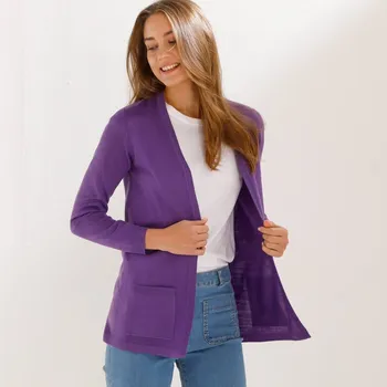 Dámská móda Dlouhý kardigan bez zapínání lila 52