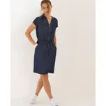 Krátké šaty s výstřihem na zip a šňůrkou v pase, z lehkého denimu tmavě modrá 36