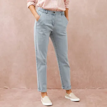 Dámské džíny Džíny mom s vysokým pasem sepraná modrá 48