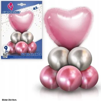 Balónek Růžová Sada Balónků Srdce 45 cm (18 palců)