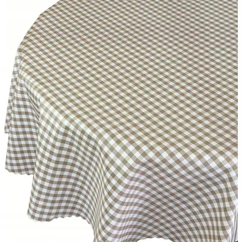 ubrus Ubrus Odolný proti Skvrnám na Stůl Greta Kostkovaný Béžový Kulatý prům. 80 cm