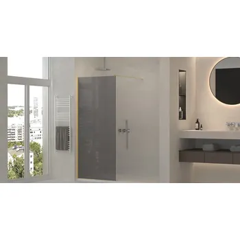 Erga Paris, sprchová zástěna Walk-In 150x200 cm, 8mm šedé sklo, zlatý lesklý profil, ERG-V02-PARIS-150x200-GR-GD