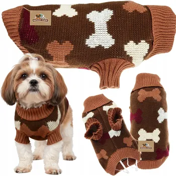 Dámský svetr SVETR pro psa kočku na zimu, teplé oblečení GOLF, pletený svetr s gumičkami, velikost L